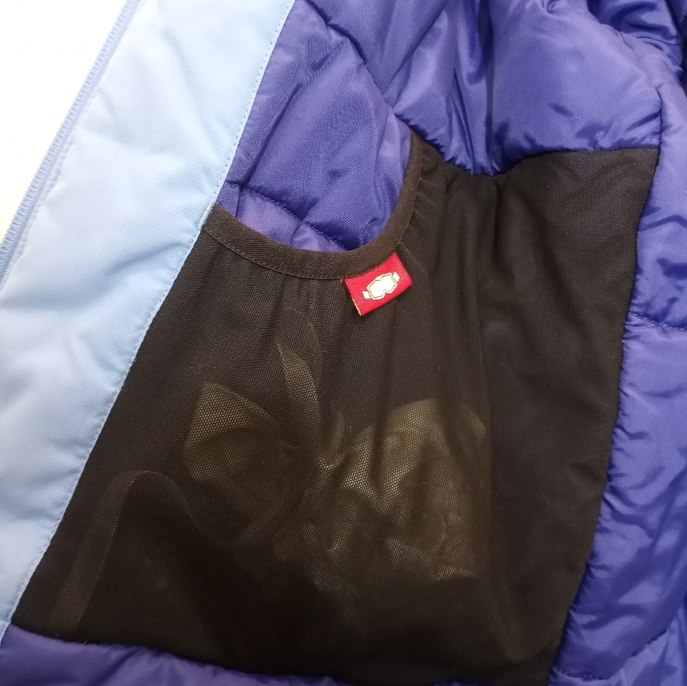 LL Bean Ski Snow Size Medium Light and Dark Blue Colorblock Hooded Ski Snow Coat - Picture 4 of 16
